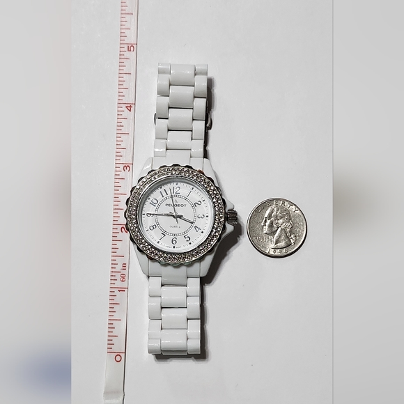 Peugeot Women's Swarovski Crystal Bezel White Acrylic Watch - Picture 2 of 5
